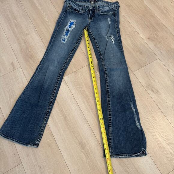 Vintage Y2K Bebe Kayla Boot Cut Jeans Rhinestone Logo on Seat Size 28 Modified - Picture 14 of 15